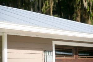 Metal roof on a residential garage