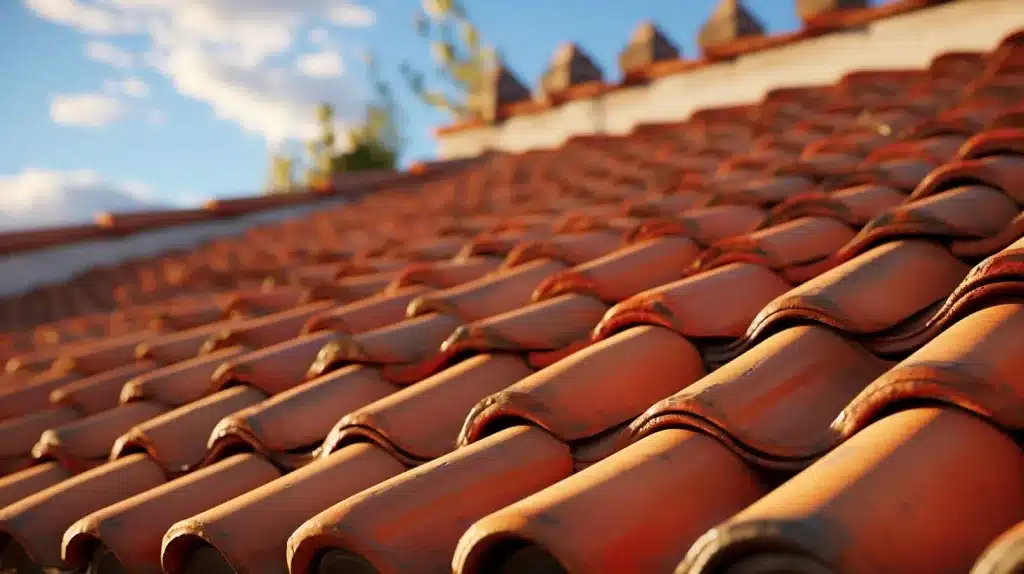 Close up of a spanish tile roof